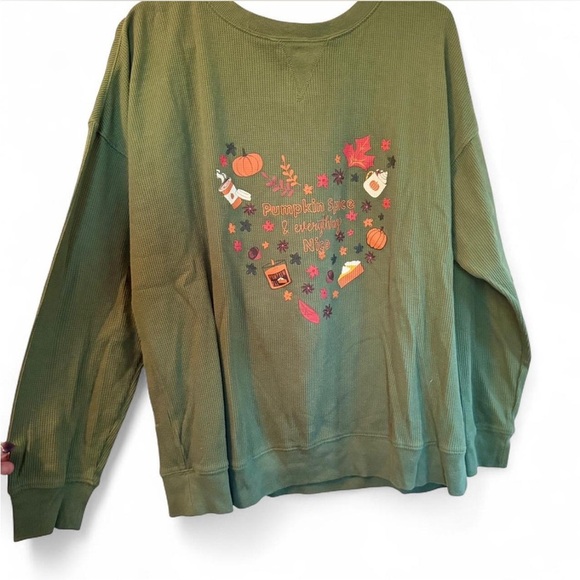 Feeling Festive Pumpkin Spice Fall Thermal Thermal Crewneck Top - Picture 2 of 8